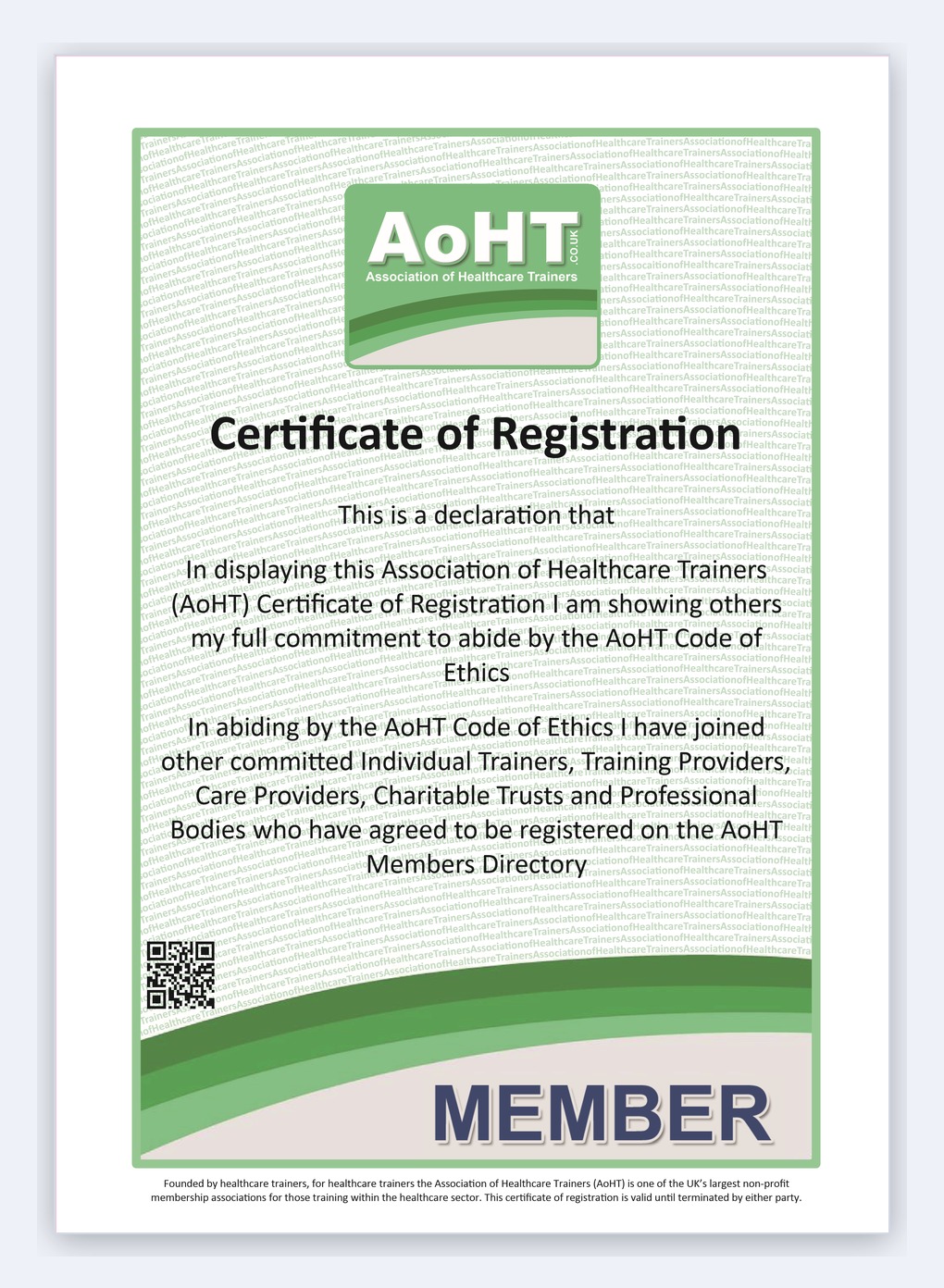 AoHT Certificate of Registration — T8 Learning and Development Ltd