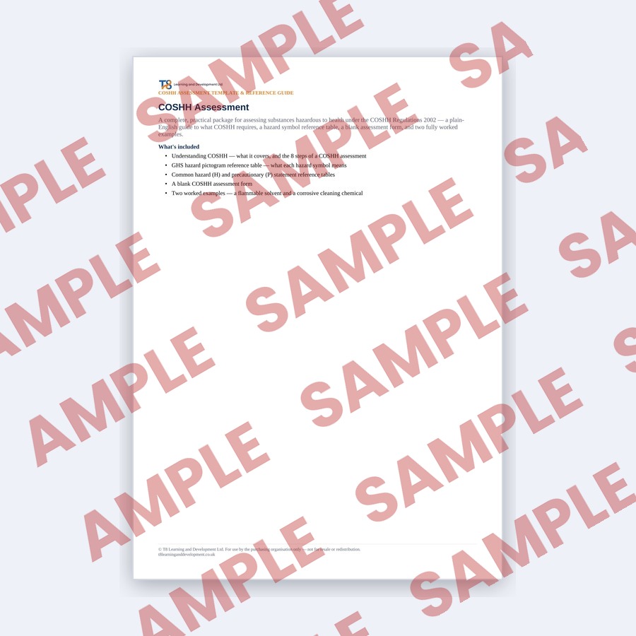 COSHH Assessment Template preview