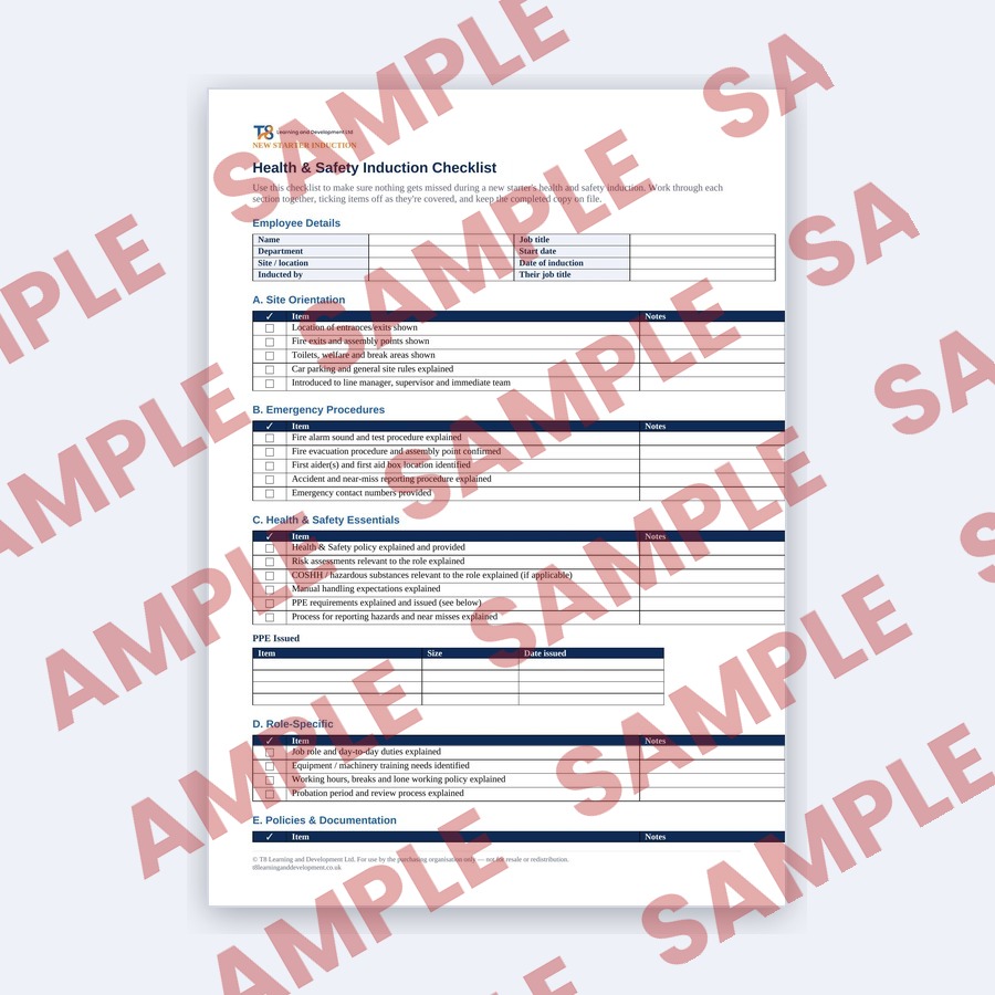 New Starter H&S Induction Checklist preview